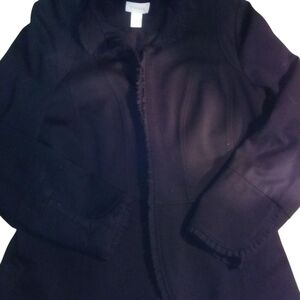 Chico's Black Blazer with Scalloped Trim